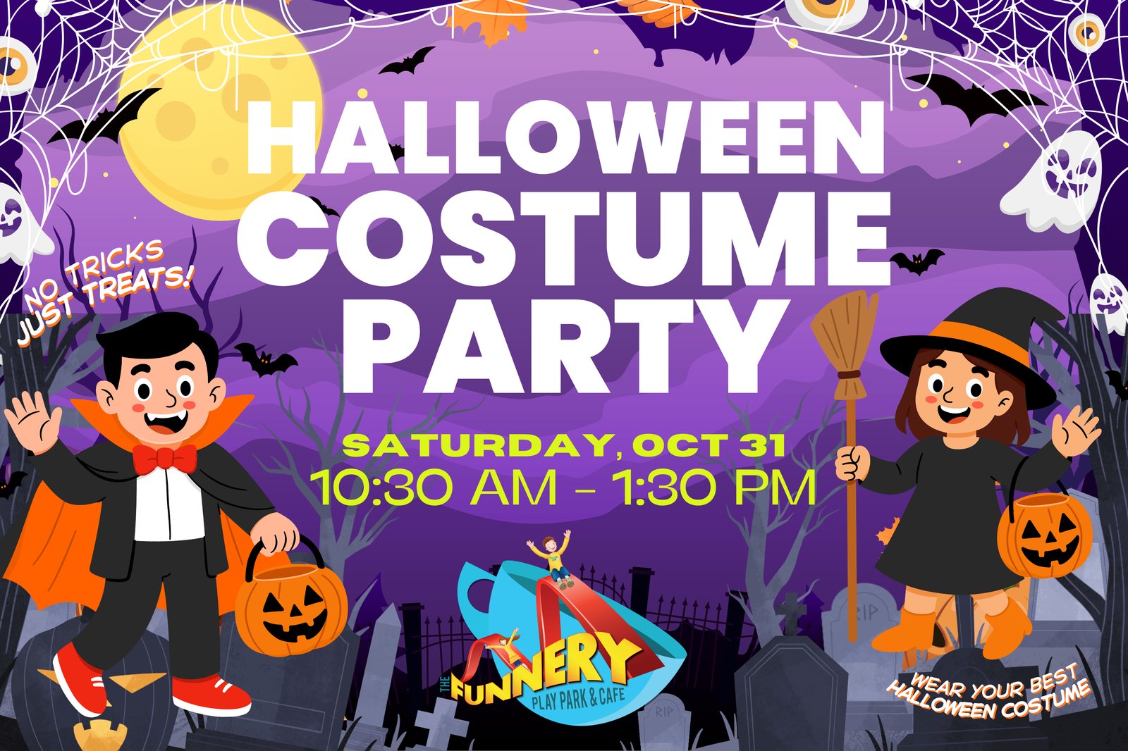 Halloween Costume Party at The Funnery - Saturday, October 31, 10:30 AM to 1:30 PM. Click for details.